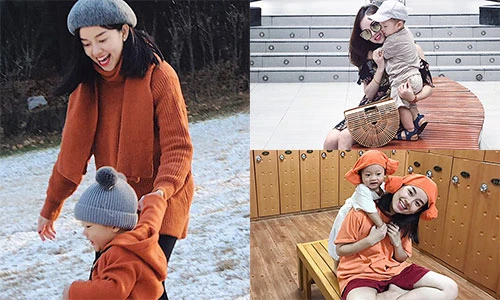 Khoảnh khắc đáng yêu của Ly Kute bên con trai