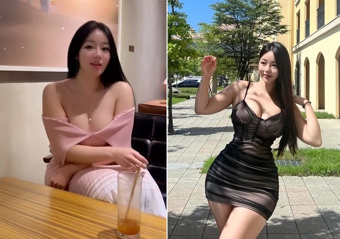 Hot girl “siêu vòng một” mặc trễ nải gây tò mò ở quán cafe