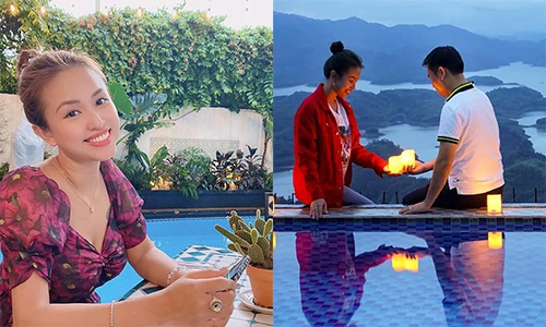 MC Vân Hugo liên tục khoe khoảnh khắc lãng mạn bên hôn phu