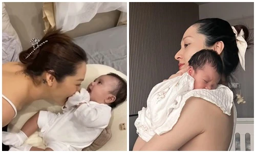 Bảo Anh khoe clip chơi đùa cùng con lúc 1 tháng tuổi