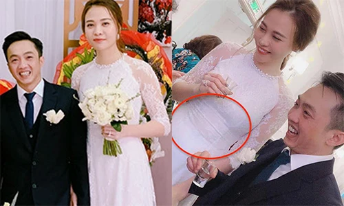 Đàm Thu Trang bị soi vòng 2 nhô cao trong lễ ăn hỏi