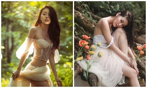 Hot girl xinh tựa nữ thần, mặc xuyên thấu nóng bỏng giữa rừng