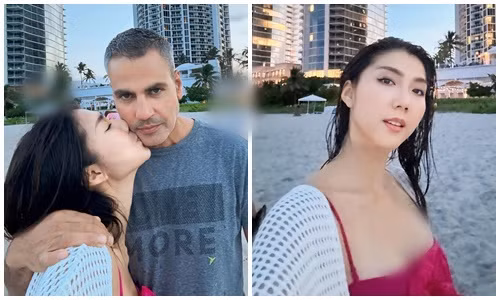 Ngọc Quyên mặc gợi cảm, hôn bạn trai Tây khi đi du lịch