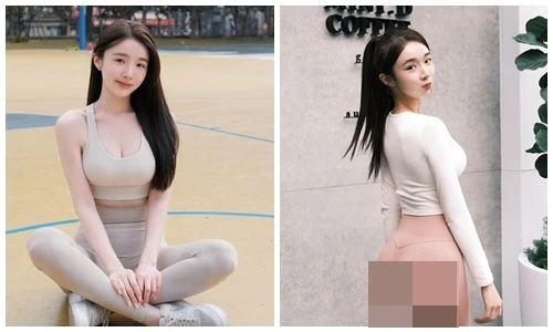 Hot girl mặc quần tập màu da xuống phố, gây hiểu lầm