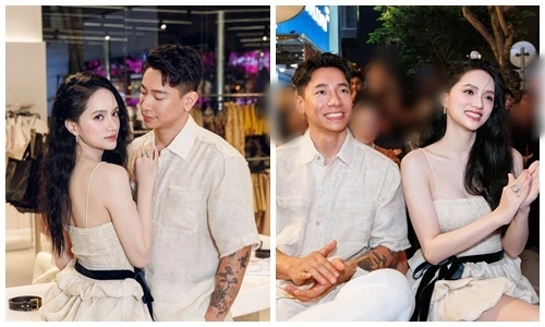 Hoa hậu Hương Giang - Phú Cường tình tứ tại sự kiện