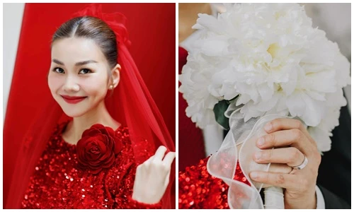 Thanh Hằng đẹp mê hồn với áo dài đỏ trong ngày trọng đại