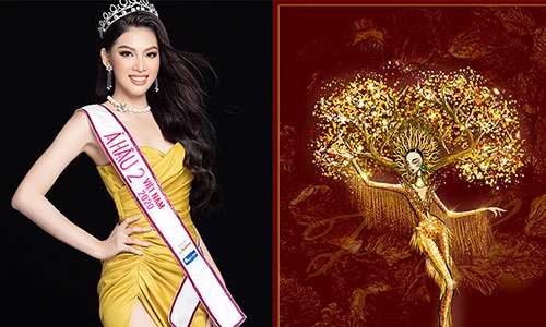 Bản vẽ quốc phục gây ấn tượng của Á hậu Ngọc Thảo 