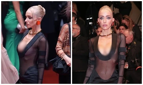 Sao nữ diện đồ mỏng khoe vòng một trên thảm đỏ Cannes 2024