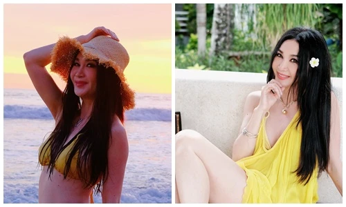 Ôn Bích Hà diện bikini khoe eo 58cm quyến rũ gây mê trên biển