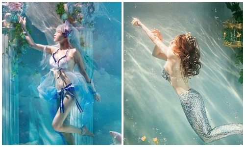 Hot girl mặc nội y hóa nàng tiên cá nóng bỏng dưới nước