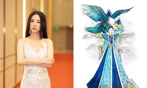 Thúy An khoe ảnh cực gợi cảm và lộ bản vẽ quốc phục độc lạ