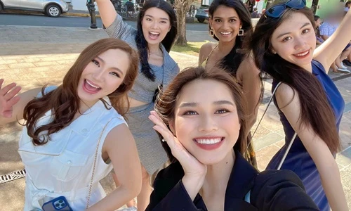 Đỗ Thị Hà nâng hạng nhan sắc ngày hội ngộ dàn đối thủ Miss World 2021