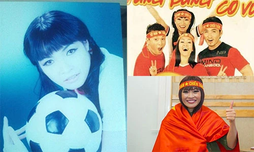 Cổ vũ bóng đá nhiệt tình, cánh mày râu chạy dài theo Phương Thanh