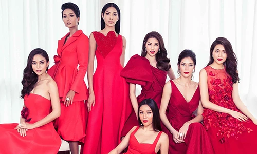 H'hen Niê nổi bật với sắc đỏ cùng dàn người đẹp HH Hoàn vũ VN