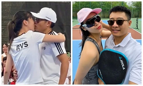 Dương Thùy Linh khóa môi chồng doanh nhân trên sân pickleball