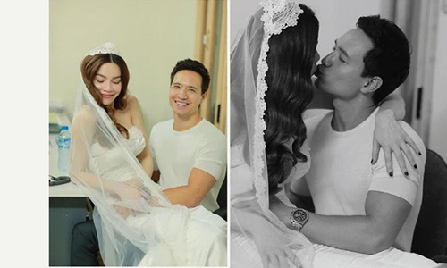 Lộ ảnh mặc váy cô dâu hôn Kim Lý, Hồ Ngọc Hà nói gì?