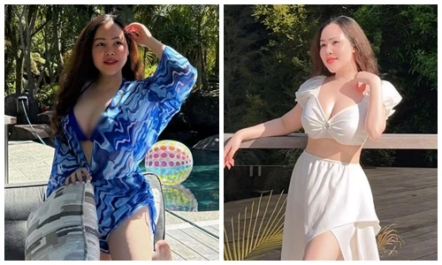 Diễn viên Trương Phương cao 1m50 khoe body gợi cảm bên bể bơi