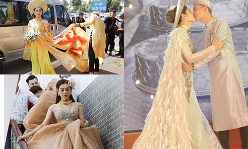 Hoa mắt với loạt váy áo của Lâm Khánh Chi trong lễ cưới