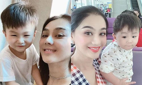 Vẻ đáng yêu hết nức của con trai Lâm Khánh Chi