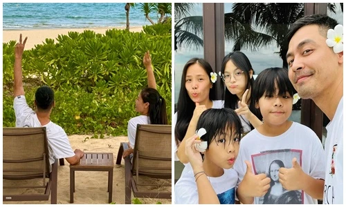 MC Phan Anh đưa vợ con đi nghỉ dưỡng