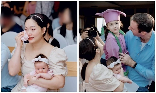 Lan Phương bật khóc khi dự lễ tốt nghiệp mẫu giáo của con gái