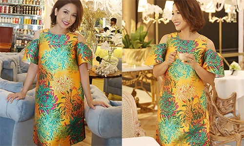 Mỹ Linh diện váy phom rộng giấu đường cong tại sự kiện