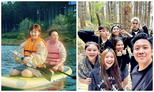 Trấn Thành vui vẻ đi du lịch cùng vợ và hội bạn thân