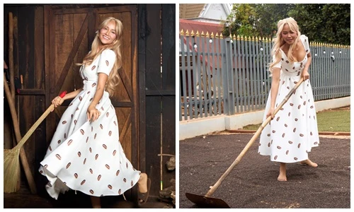 H’hen Niê mặc đẹp như búp bê, làm việc nhà thoăn thoắt