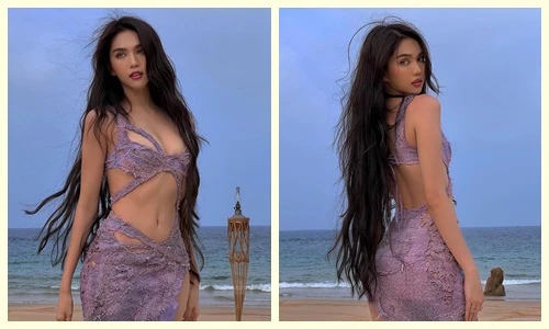 Ngọc Trinh diện váy cắt xẻ khoe body đẹp mướt mắt trên bãi biển