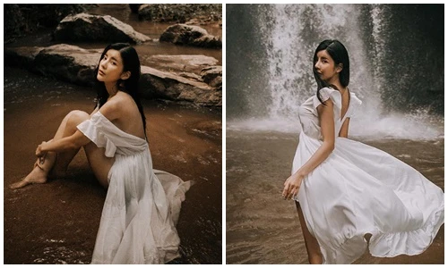 Hot girl tắm suối, vén áo hờ hững khiến fan "nháo nhào"