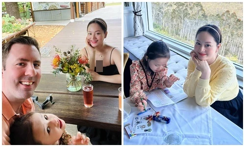 “Bà bầu” Lan Phương rạng rỡ bên chồng Tây và con gái ở nước ngoài