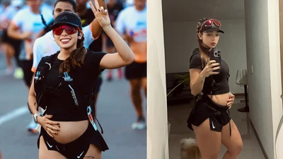 Cô gái mang bụng bầu tham gia giải chạy viral mạng xã hội