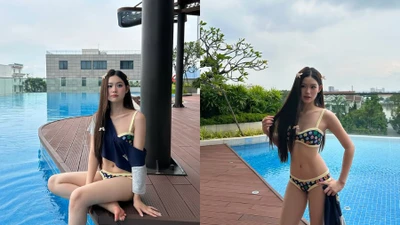 'Hot girl gen Z' Mai Hương diện bikini khoe eo con kiến bên hồ bơi