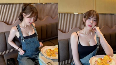 Hot girl Tăng Mỹ Hàn diện quần yếm buông lơi cực ‘slay’