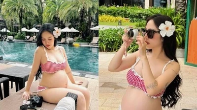 Mẹ bầu Joyce Phạm rạng ngời với bikini ở tháng cuối thai kỳ