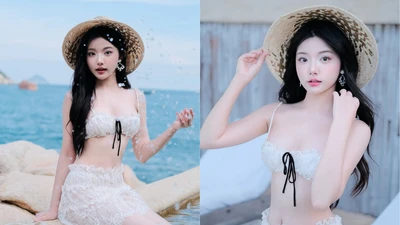 Ngắm Quỳnh Trương "cân đẹp" bikini ren trắng hút hồn netizen