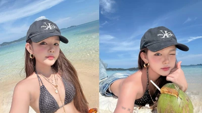 "Hot girl có gương mặt em bé" style đi biển nửa kín nửa hở cuốn hút