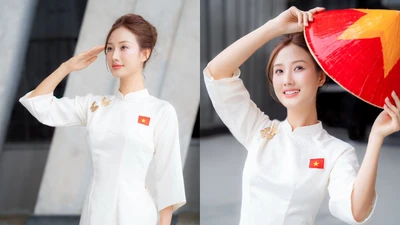 "Hot girl ở trọ" đốn tim fan với vẻ đẹp thuần Việt, rạng rỡ chào mừng 2/9