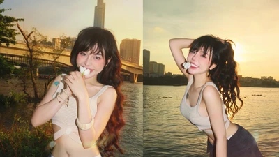 Hot girl Bảo Khuyên Susan tựa nàng thơ bên sông Sài Gòn