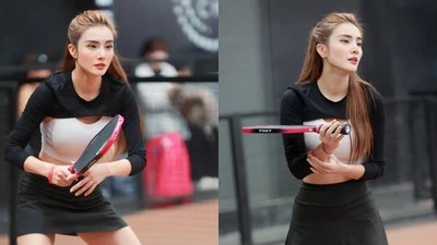Em gái Công Vinh khoe dáng nuột trên sân pickleball