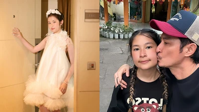 Con gái Huy Khánh tuổi 13 xinh đẹp, tự tin trên sàn catwalk