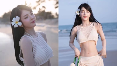 DJ Mie chăm diện thiết kế váy "lưới đánh cá" khi đi biển
