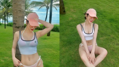 Diệp Lâm Anh khoe dáng "đồng hồ cát" nóng bỏng đón hè