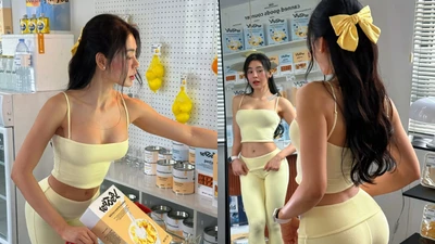 Hot girl phòng gym đốt mắt với trang phục bó sát đi siêu thị