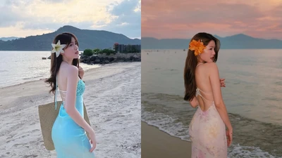 Thời trang đi biển khoe đôi chân dài cực phẩm của "bạn gái HIEUTHUHAI"