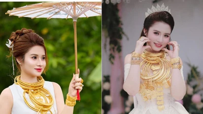 Cô dâu đeo vàng trĩu cổ viral khắp mạng xã hội