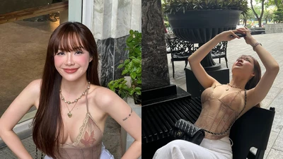 Hot girl xứ Nghệ diện corset hoa mỏng manh hút mọi ánh nhìn