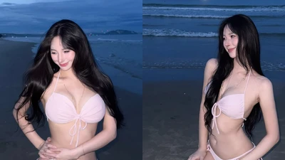 Hot girl Uyên Ni hớp hồn fan với vẻ đẹp ma mị trên biển đêm