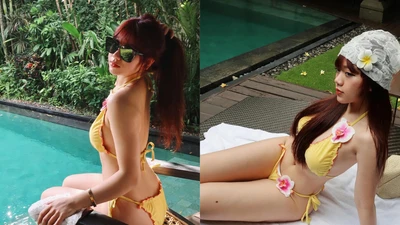Hot girl Bảo Hân Helia đăng full ảnh body bốc lửa bên hồ bơi