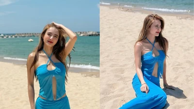 "Hot mom" Lê Khánh Chi lên đồ đi biển hút ánh nhìn